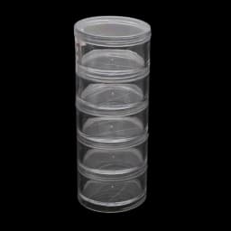 1 Set 5 Layer Cylinder Stackable Bead Containers Plastic Round Clear Storage Jar Box for Beads Buttons Crafts Small Item