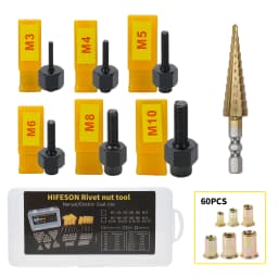 HIFESON Rivet Nut Tool Hand Nuts Riveter Rivnut Tool with Step Drill Accessory Rivet nuts for Nuts M3 M4 M5 M6 M8 M10
