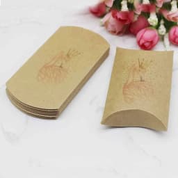 12/50pcs Beautiful Flower Pattern Pillow Shape Paper & Kraft Wedding Candy & Birthday Gift Storage Box Size 20X55X80mm