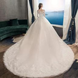 Vestido Noiva White Full Sleeve Wedding Dress With Train Princess Luxury Wedding Dress Robe De Mariee Plus Size Customized