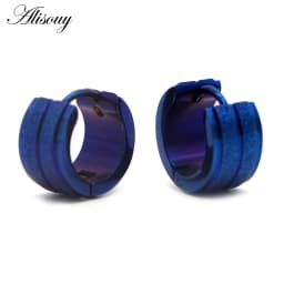 Alisouy 2pcs New Frosted Scrub Groove Ear Earring Stainless Steel Small Circle Hoop Earrings for Women Men Punk Piercing Jewelry