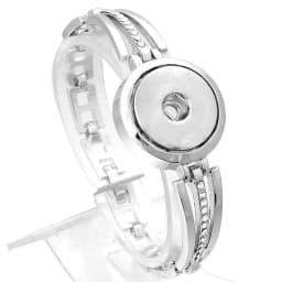 Wholesale 18mm Snap Bracelets High Quality Metal Silver Color Snap Button Bracelet Bangle Adjustable Chain Bracelets