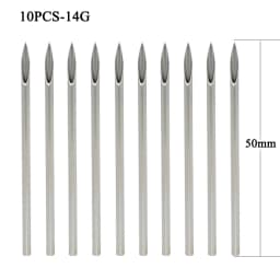 10pcs Surgical Steel Body Piercing Tool Kit Disposable Lip Belly Nose Ear Tragus Piercing Gas Sterilized Tattoo Needles 12-20G