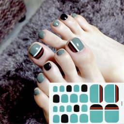 22Tips/Sheet Nail Sticker Adhesive Toenail Art Polish Tips French Glitter Sequins Nail Wraps Strips Easy Toenail Sticker