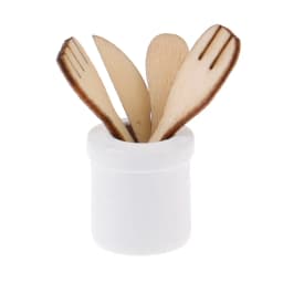 1:12 Dollhouse Miniatures Mini Kitchen Tableware Wooden Knife And Fork Metal Pot Set Doll House Toys Decor Accessories
