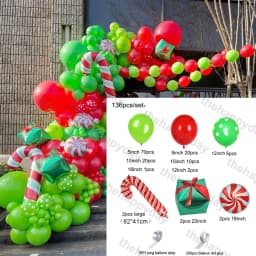 Christmas Balloon Arch Green Gold Red Box Candy Balloons Garland Cone Explosion Star Foil Balloons New Year Christma Party Decor