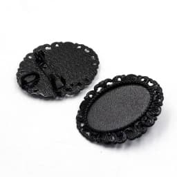 Fit 18x25mm Vintage Oval Cabochons Pattern Glass Black Blank Setting Bezel Base Brooch Settings For DIY Making 5pcs K06235