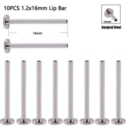 10PCS Surgical Steel Internally Threaded Lip Bar 16G Zircon Top Component For Labret Prong Zircon Ear Tragus Helix Ear Piercing