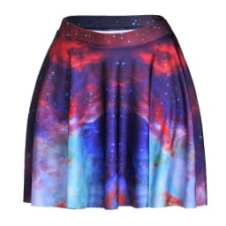 Women's Blue Starry Sky Galaxy Printed Cheering Squad Tutu Skater, Mini Pleated Skirt, Sexy Girl, New Summer