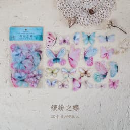 40pcs Butterfly Stickers Pack for Diary Travel Scrapbooking Planner Albums - DIY Sealing Label Decal Sticky Notes Decoration