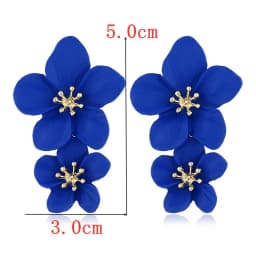 New Blue Color Dangle Earring for Women Round Metal Flower Leaf Crystal Gem Star Brincos Sweet Wedding Party Jewelry Xmas Gift