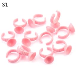 100pcs Disposable Glue Rings Plastic Permanent Makeup Pigment Holder Pallet For Tattoo Eyelash Extension Glue Divider Container