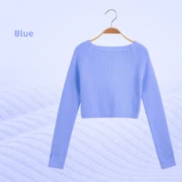 Girls Ballet Dance Sweater Elastic Flat Shoulder Sweater Teen Children Autumn Winter Dance Pullovers Long Sleeve Knitwear