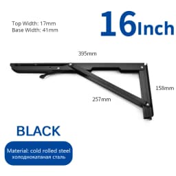 NAIERDI 2PCS 8-20inch Stainless Steel Folding Angle Bracket White Black Iron Triangle Wall Mount Bracket For Shelf Bench Table