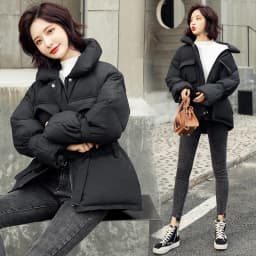 2026 New Winter Hooded Long Sleeve Solid Color Black Cotton-padded Warm Loose Big Size Jacket Women Parkas Fashion Outwear