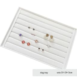 Classic White PU Leather Necklace Ring Earring Holder Jewelry Tray Series Jewelry Disply Jewellery Organizer Box