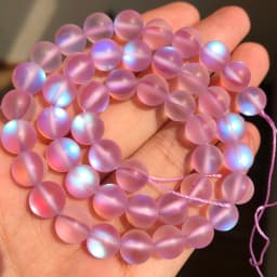 Matte Austria White Pink Crystal MoonStone Glitter Round Natural Loose Bead For Jewelry Making Diy Bracelet Necklace 6 8 10 mm