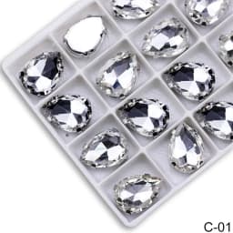 Sew on Teardrop Rhinestones Pear Shape Water Drop Sewing Stone Glass Crstal with Claw for Needlework Accessories