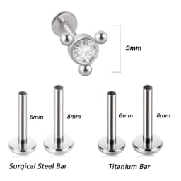 1PC G23 Titanium&Steel 16G CZ Gem Triangle Labret Lip Ring Crystal Cluster Ear Cartilage Tragus Helix Piercing Screw Fit Top 16g