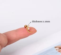 1pcs New Style Stainless Steel Ear Piercing Cz Stud Earrings Snake Moon Round Ball Arc Cartilage Helix Conch Screw Back Earring