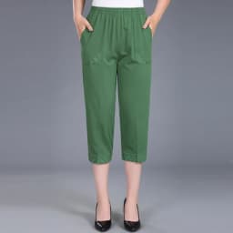 2026 Summer Women's Capris Pants Women Plus Size 4XL Loose Casual Elastic Waist Middle Pants Woman Pure Cotton Clothing