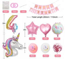0-9 years old Birthday Decorations Unicorn Birthday Party Supplies Kit for Baby Shower Birthday Party unicorn theme party