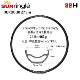 Sunringle DUROC Rims 30 35 37 40 42 50 Mtb Rims 27.5/29 Inch Mountain Tubeless Soldering Rim 28/32H Hoops Width Aluminium Rims