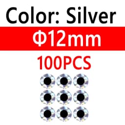 100pcs 2D Metal Jigs Lure DIY Fish Eyes Holographic Flat Fishing Fly Eyes Sticker for Slow Jigging Fishing Lure Baits 3mm-12mm