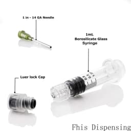 Borosilicate Glass Luer Lock Syringe 1ml Capacity Reusable Heat Resistant Tube for Labs Use Lab with 14G Needles