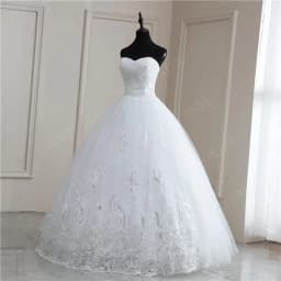 New Strapless Wedding Dresses Simple Off White Long Lace Sequined Embroidery Appliques Cheap Wedding Gown De Novia Real Photo