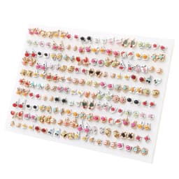 100/36Pair Colorful Fruit Flower Heart Star Crystal Stud Earrings Set Women Girls Small Plastic Geometric Crown Earrings Jewelry
