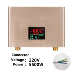 110V 220V Instant Water Heater Bathroom Kitchen Wall Mounted Electric Water Heater LCD Temperature Display with Remote Control