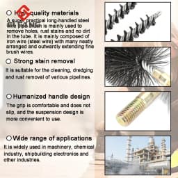 18/22/25/32/40/50/65/75mm Thread Wire Brush Metal Brush Working Stainless Steel Wire Pipe Tube Cleaning Chimney Brush Kit