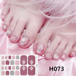 22Tips/Sheet Nail Sticker Adhesive Toenail Art Polish Tips French Glitter Sequins Nail Wraps Strips Easy Toenail Sticker