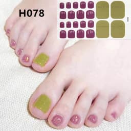 22Tips/Sheet Nail Sticker Adhesive Toenail Art Polish Tips French Glitter Sequins Nail Wraps Strips Easy Toenail Sticker