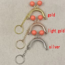 5cm mini semicircle purse frame clasp Color beads With key ring DIY coin purse Kiss lock bag accessories 6pcs/lot