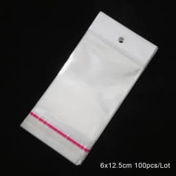 100pcs Transparent Self Adhesive Plastic Storage Bag OPP Poly Pack Bag With Hang Hole Retail Packaging Pouches Beads Jewelry Bag