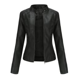 Women Leather Jacket Autumn Thin Ladies Motorcycle Jacket PU Leather Jacket Stand Collar Female Black Faux Leather Outwear
