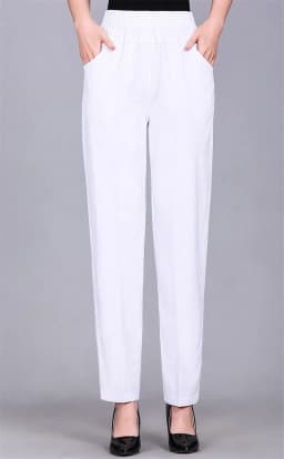 Women's Trousers Spring Summer Stretch Waist Cotton Pants Middle And Old Lady Solid Casual Pants 5XL W1841
