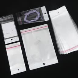 100pcs Transparent Self Adhesive Plastic Storage Bag OPP Poly Pack Bag With Hang Hole Retail Packaging Pouches Beads Jewelry Bag