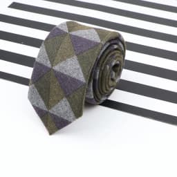 Men's Business Diamond Check Tie Artificial Wool Cotton Dark Color Tie Striped Black Grey Necktie For Daily Accessory Paty Gift