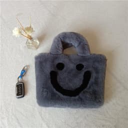 Cute Smiley Face Women Plush Shoulder Bag Soft Faux Fur Ladies Chain Messenger Bags Fashion Female Small Purse Handbags Bolsas가방