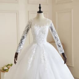Vestido Noiva White Full Sleeve Wedding Dress With Train Princess Luxury Wedding Dress Robe De Mariee Plus Size Customized