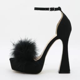 Fashion Pink Feather Fluffy High Heels Platform Sandals Women Peep Toe Ankle Buckle Strap Elegant Wedding Dress Shoes Sandalias