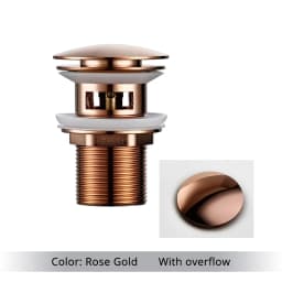 Smesiteli Bathroom Bath Pop Up Drain Stopper Rose Gold Polished Anti-Corrosion Durable With OverFlow Hole Basin Sewer Plug