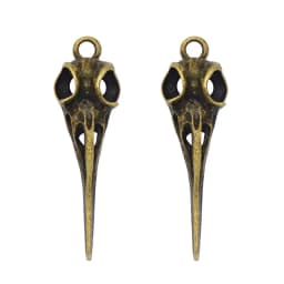 10Pcs Mix Alloy Animals Charms Skull Bird Head Pointed Mouth Pendant Handmade Hanging Crafts Vintage Jewelry Bronze Silver Color