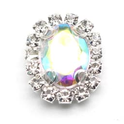 Silver 4 Holes 10pcs/lot Oval Shiny Rhinestone Buttons Crystal Wedding Decoration Hair Accessories Clothing Hand-sewn 15*20mm