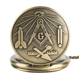 Antique Freemason G Dial Chrome Square and Compass Mason Masonic Necklace Pendant Quartz Pocket Watch Best Gifts for Freemason