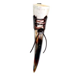 Natural Viking Drinking Horn with Stand or Leather Case- Horn Mug with Polished Finish