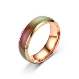 Stainless Steel Ring for Men Women Changing Color Mood Ring Temperature Sensitive Glazed Seven-Color Ring Couple Jewelry